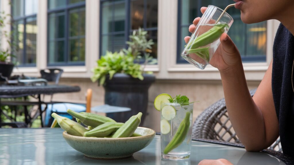 Person enjoying Okra water