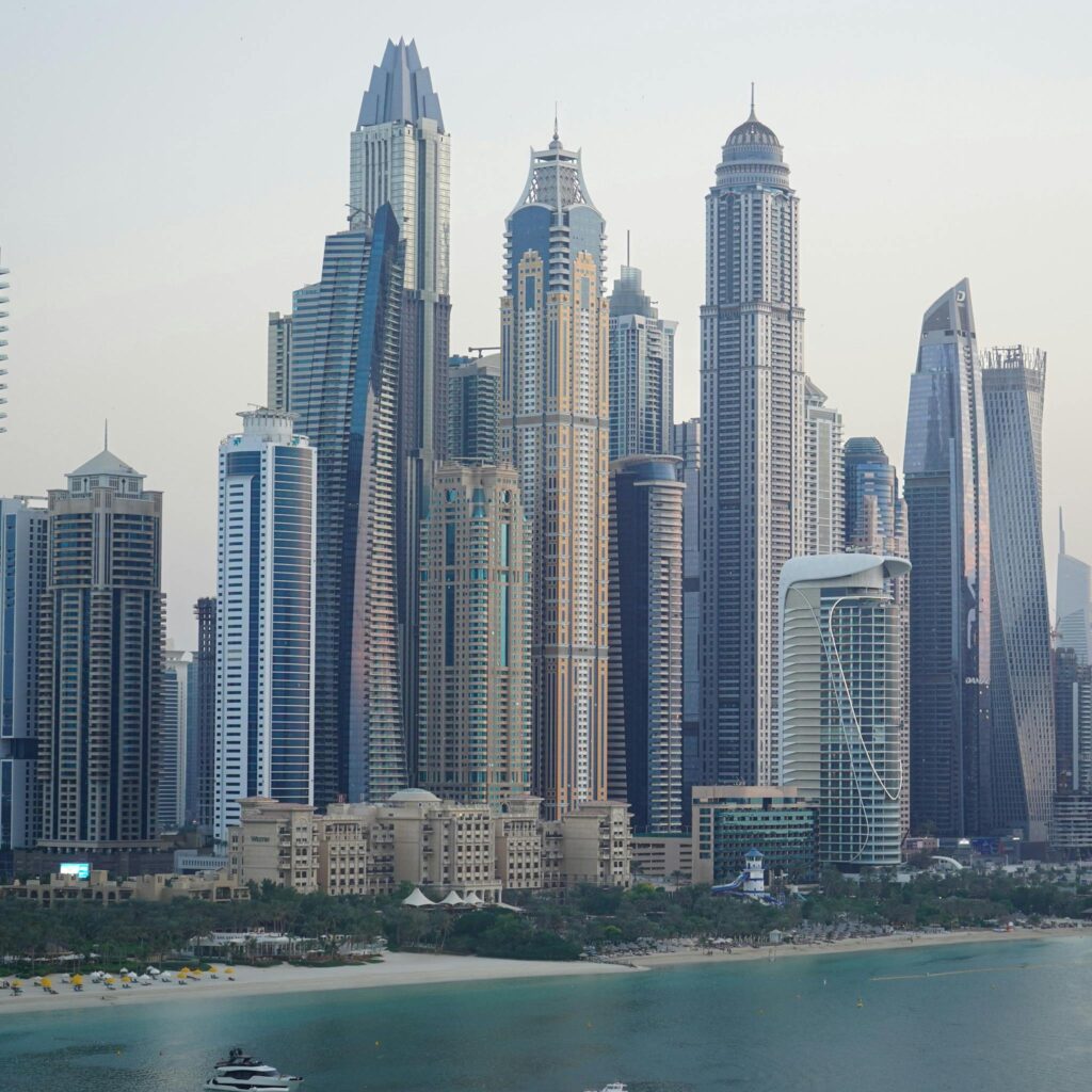 Green urban spaces near Dubai Metro Blue Line stations promoting sustainable living.