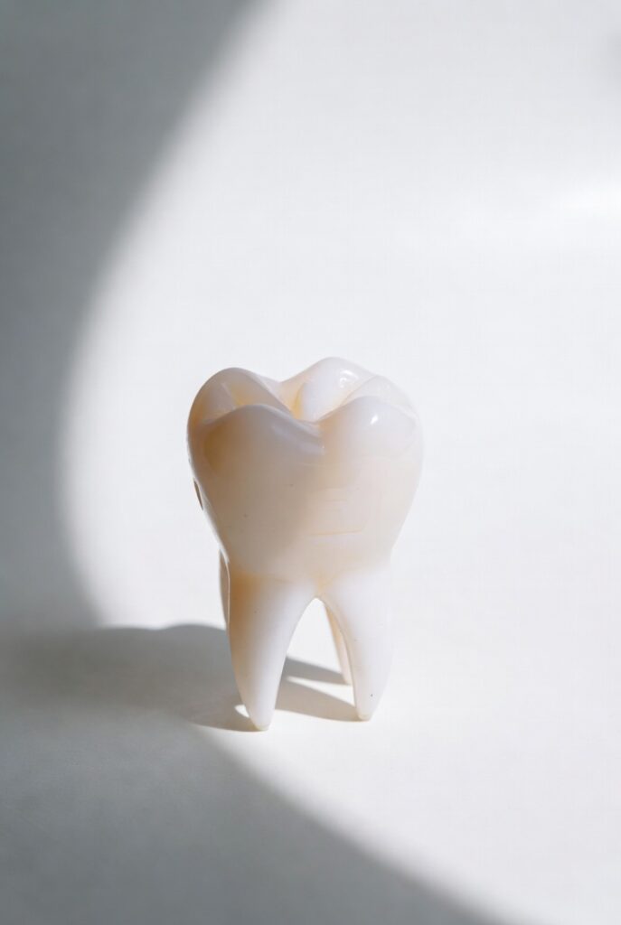 White tooth model on light background